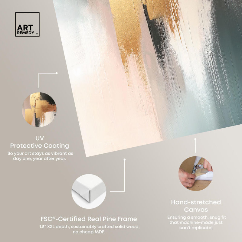 Soft Echoes of Nature Gold Leaf Abstract Canvas Wall Art