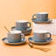 6-Piece Teacup And Saucer Set, Modern Porcelain Coffee Mug With Gold Spoon-870457888