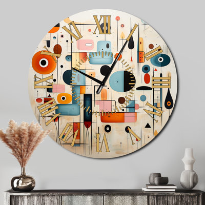 Horloge murale rose Mid-Century Whimsical Wonders III
