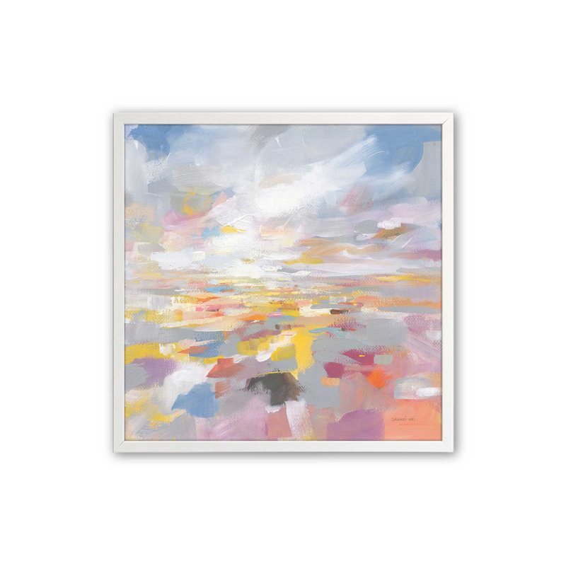 «Dreamy Evening», reproduction sur toile abstraite, H 13,5 po x l 13,5 po, Blanc