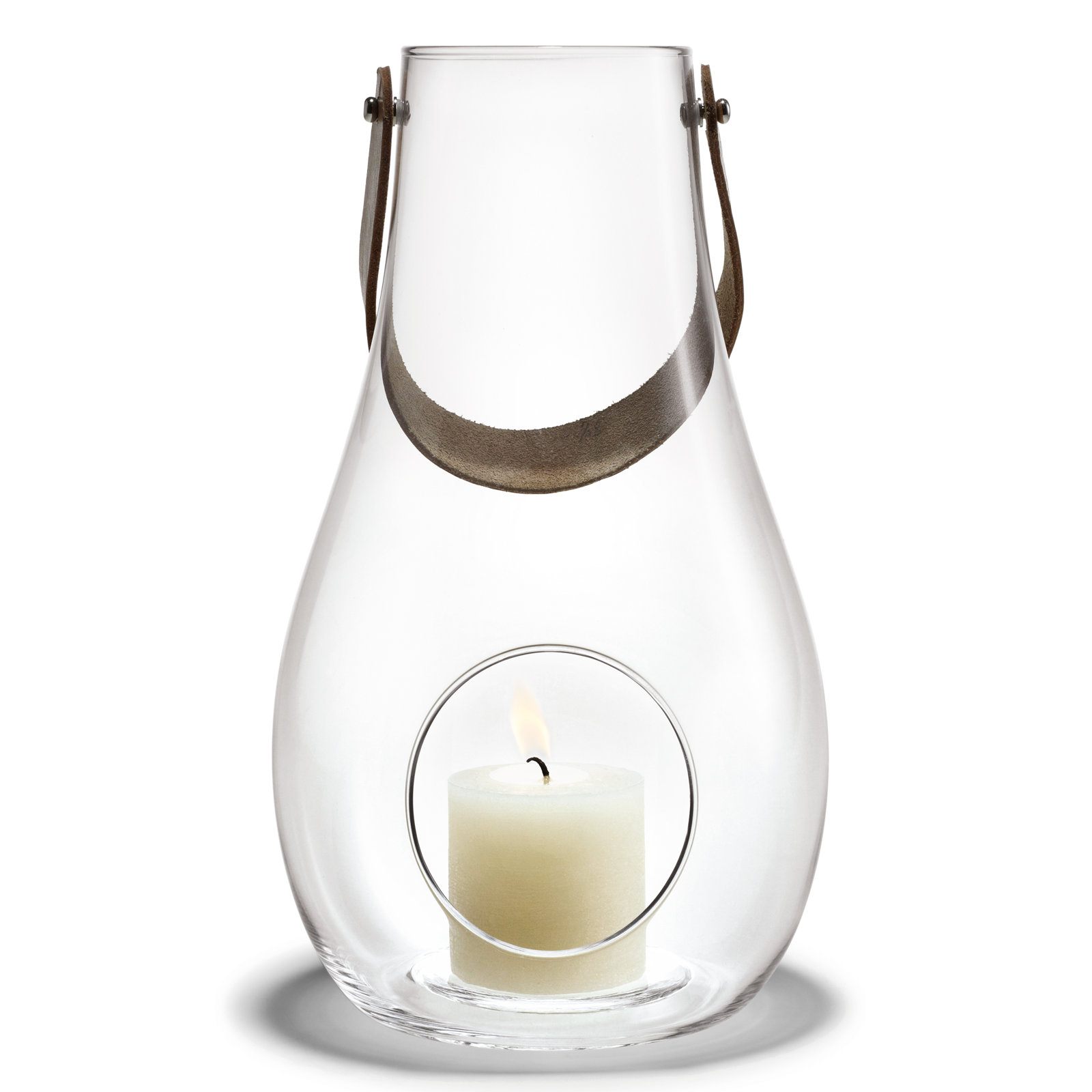 Glass Lantern Candle Holder, Clear, 17.7" H x 10.4" W x 10.4" D