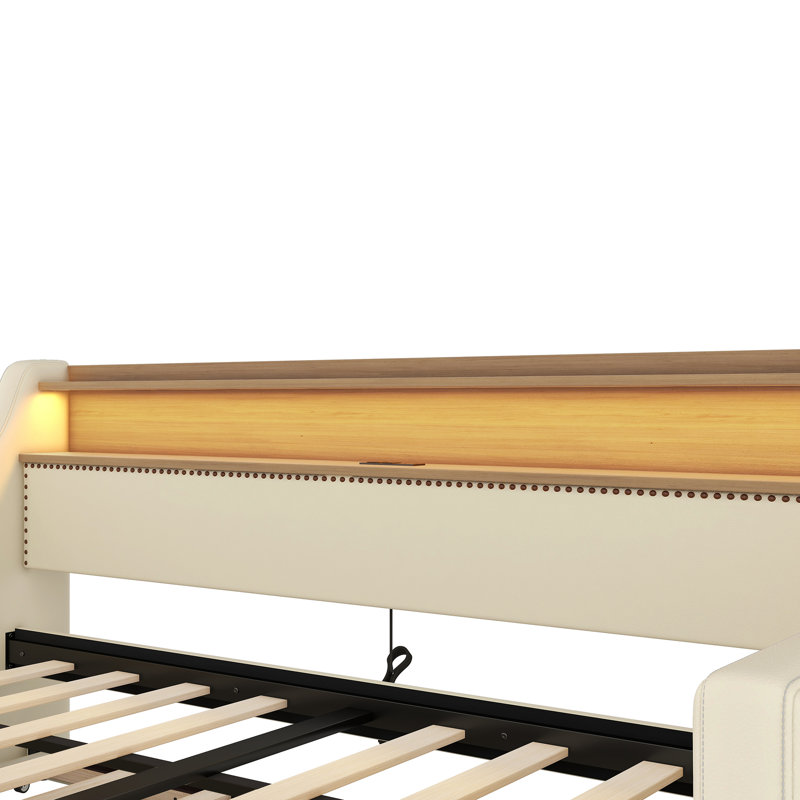 Twin Size Daybed With Trundle, Beige