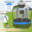 Trampoline 8 pi avec panier de basketball, filet d'enclos et échelle, trampoline d'extérieur pour enfants, trampoline récréative