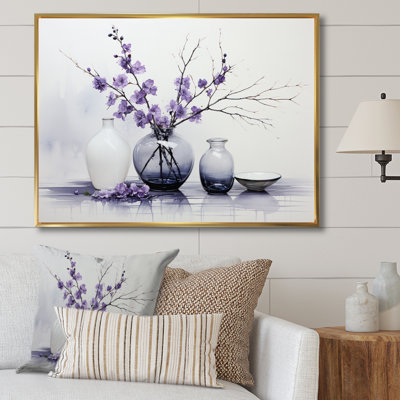 Purple Grey Minimalism Balance And Contrast Pottery - Minimalism Framed Prints