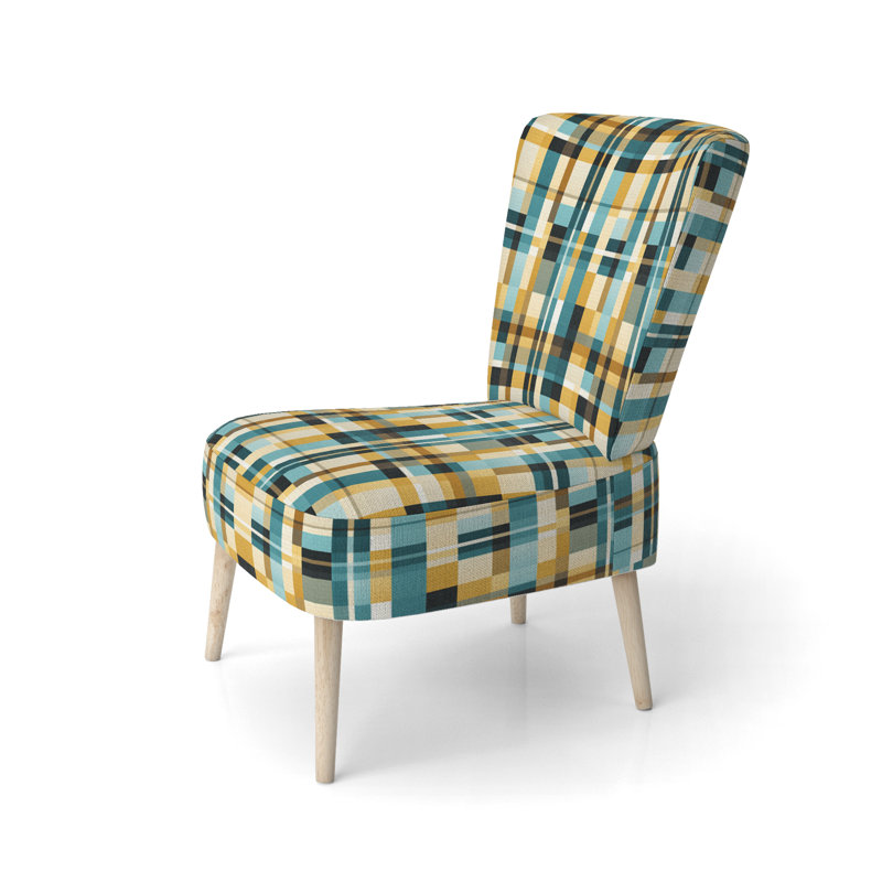 Chaise d'appoint rembourrée à motif vichy jaune chic