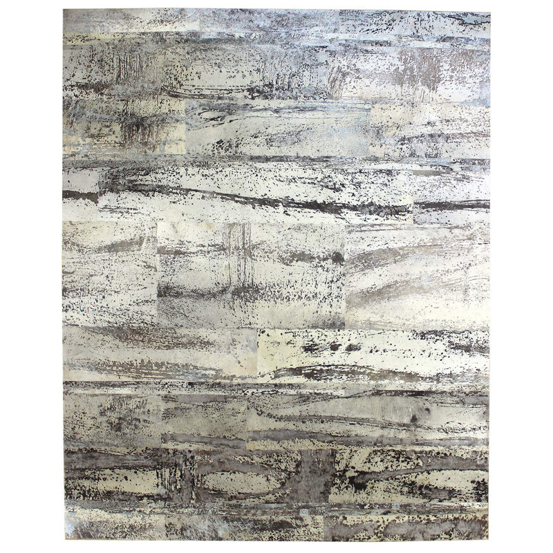 Cowhide Abstract Area Rug in Gray
