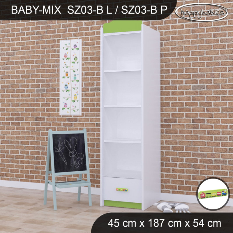 Baby Mix Train 1 Door Wardrobe, Green