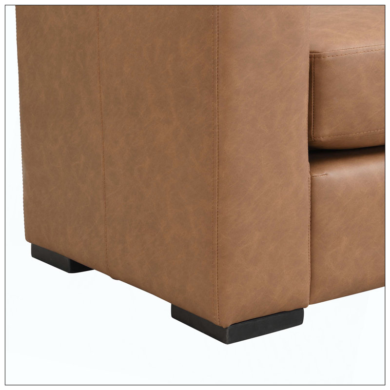 Repose-pieds élégant en similicuir brun durable, Brun