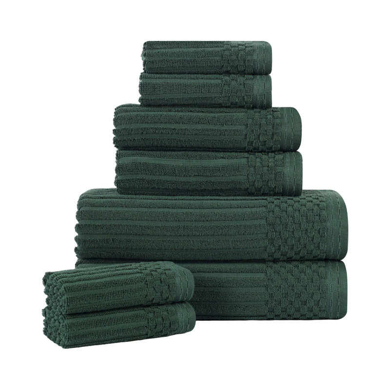 Collection de serviettes en coton Soho Spa, Ensemble de serviettes 8 pièces, Vert forêt