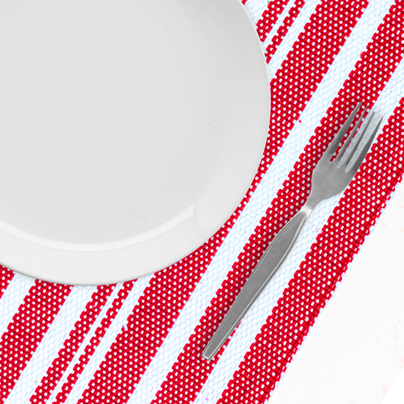 Aliki Striped 100% Cotton Table Runner, Red