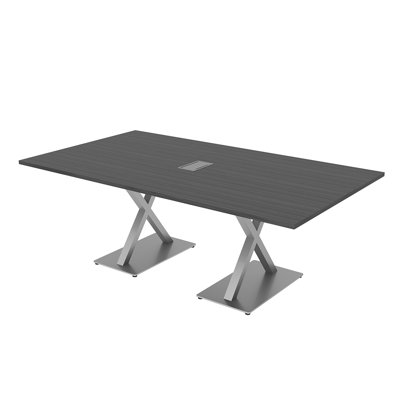 Rectangle Conference Table with Metal X Base | Electrical Unit