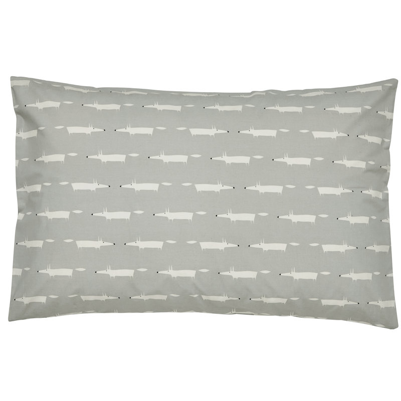 Mr Fox 100% Cotton Pillow Case, Silver