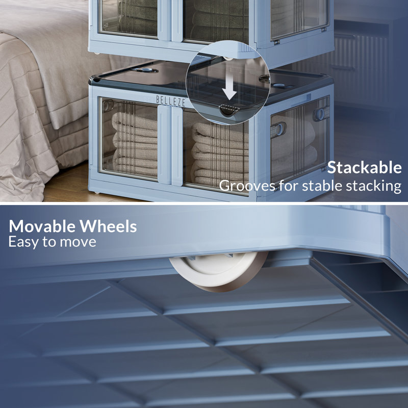 Storage Bin, Blue, 12" H x 20" W x 14.2" D, 48