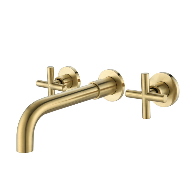 Bathroom Faucet Wall Mounted Bathroom Sink Faucet, Gold
