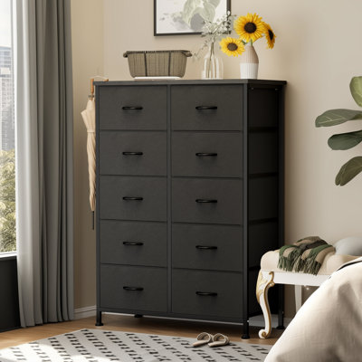 10 - Drawer 31.4" W Fabric Dresser with Wood Top, Storage Chest