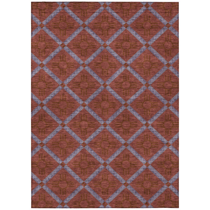 Machine Washable Indoor/Outdoor Chantille ACN2686 Geometric Rug, 10' x 14', Red