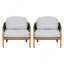 Fauteuil club d'extérieur en bois, corde gris foncé avec coussin gris, ensemble de 2-2010094062