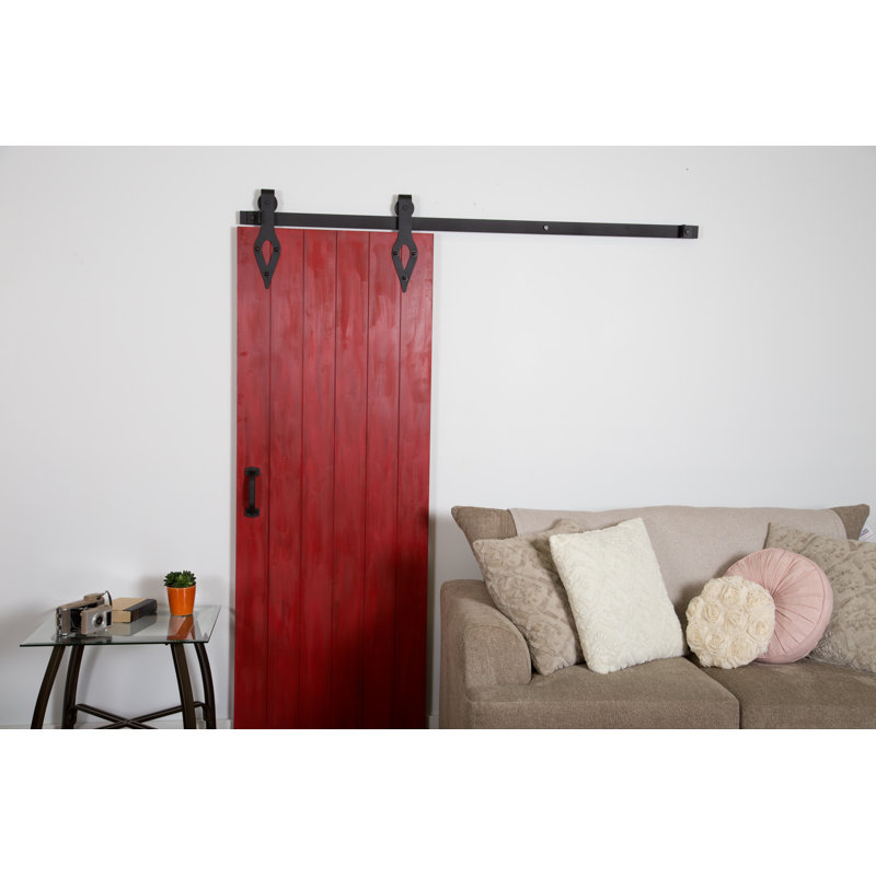 Ensemble de quincaillerie pour porte de grange standard standard Teardrop, 96 po, Sans finition