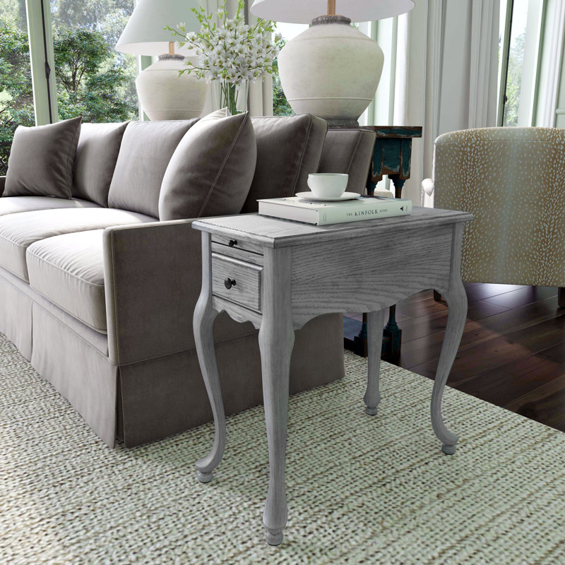 Croydon One Drawer with Pullout Side Table, Powder Gray