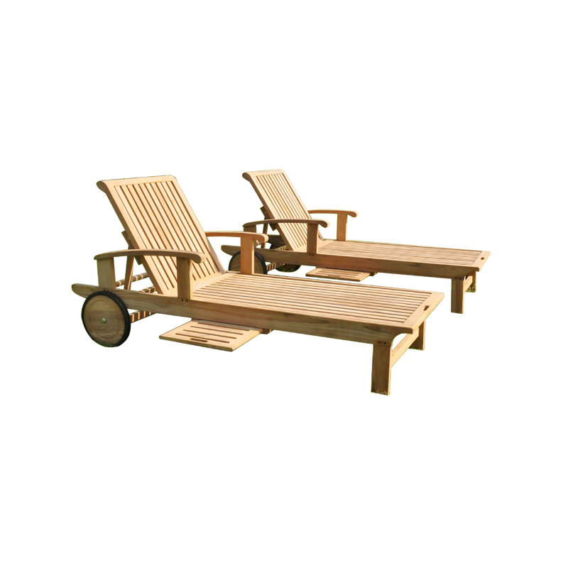 Makela Outdoor Teak Chaise Lounge