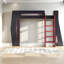 Lit mezzanine de jeu avec bureau et rangement, en pin MDF, taille standard, chambre d'ado moderne-25788489
