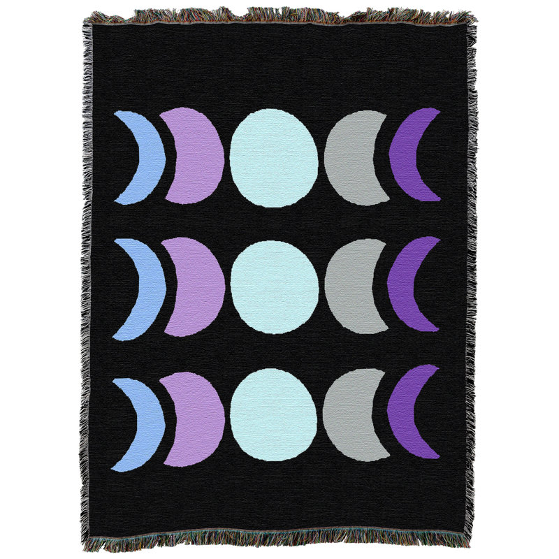 Couverture Pure Country Weavers Phase de la Lune - Jeté en tapisserie tissée en coton - Fabriqué aux États-Unis (72 x 54)