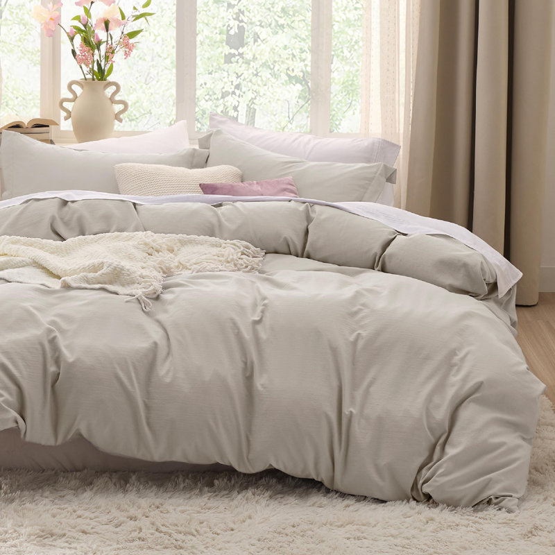 Ensemble de housse de couette Litsure, Beige, Housse de couette surdimensionnée pour très gran