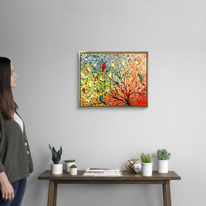 «Twenty Seven Birds», reproduction d'impression, Impression encadrée sans passe-partout, H 18 po x l 22 po, Doré
