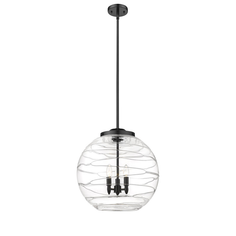 Luminaire suspendu sphérique 1 lumière Cindi, Noir mat, H 19,5 po x l 17,88 po x P 17,88 po