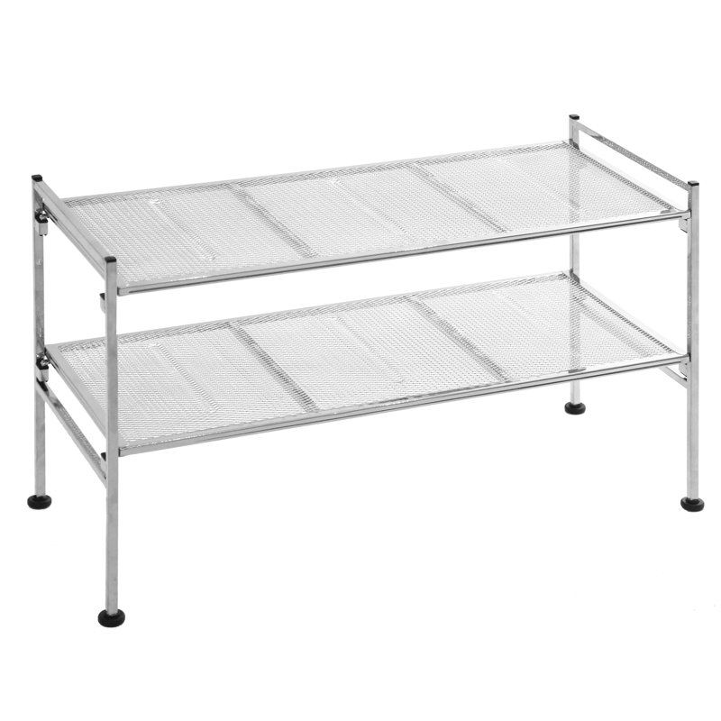 2-Tier (9 Pair) Stackable Steel Mesh Shoe Storage Rack