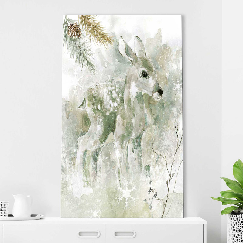 Winter Lodge Fawn par - Peinture, Toile tendue, H 60 po x l 36 po x P 1,5 po