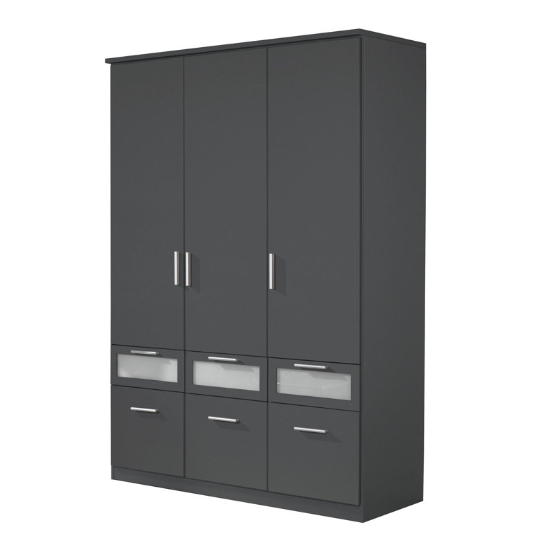 Bochum 4 Door Wardrobe, Metallic grey and frosted glass