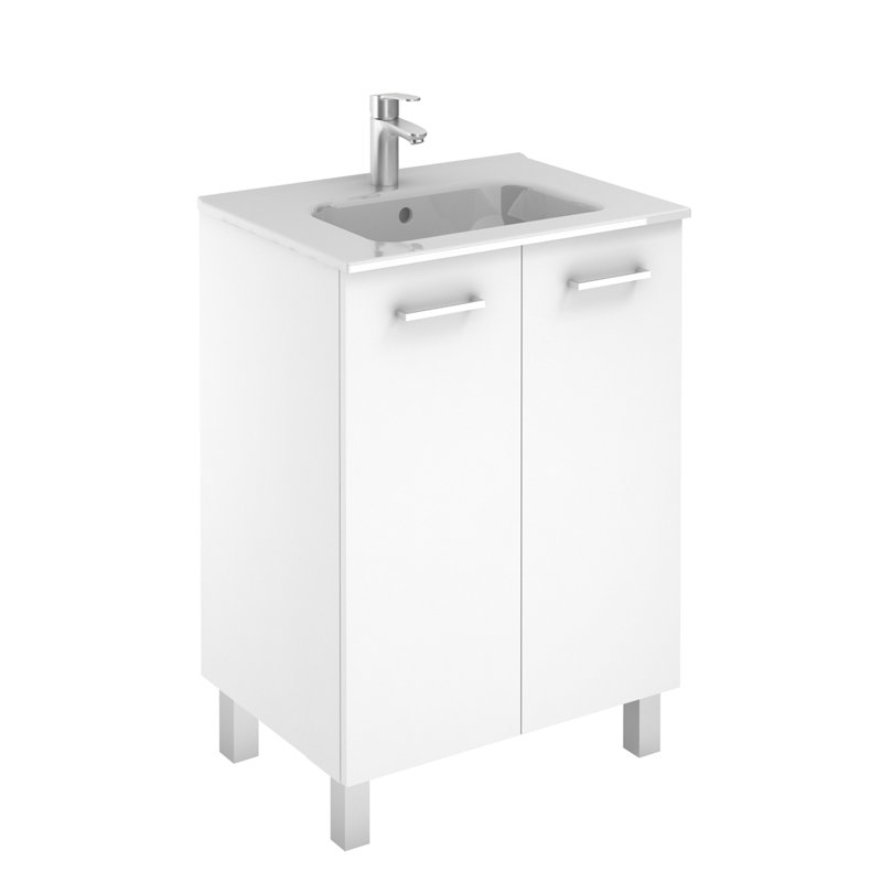 Logic 23.6'' Single Bathroom Vanity with Ceramic Top, Glossy White