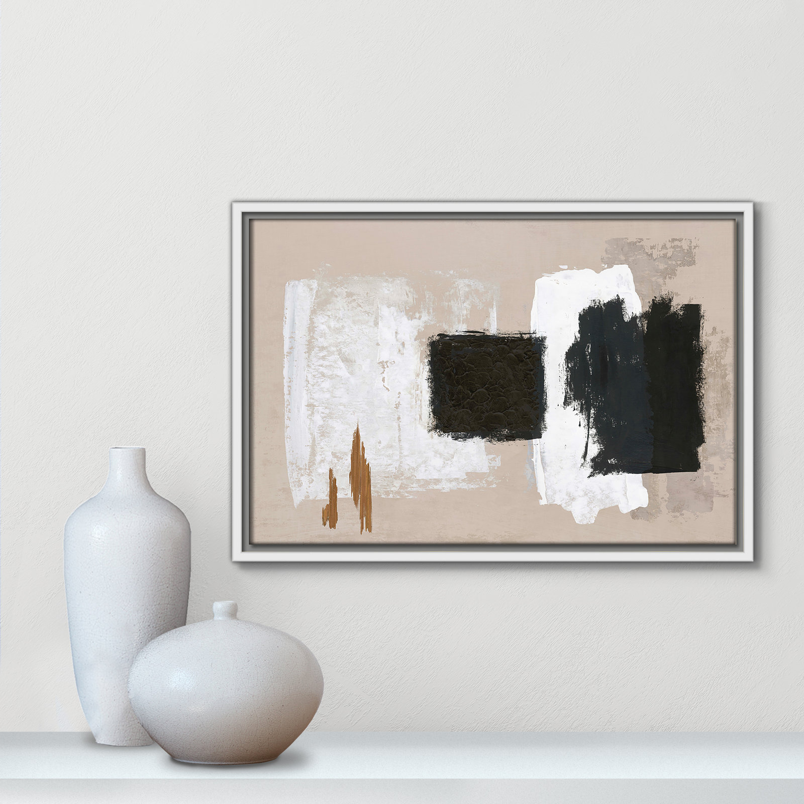 Imone "Golden Slate" Painting, 13.5" H x 19.5" W, White