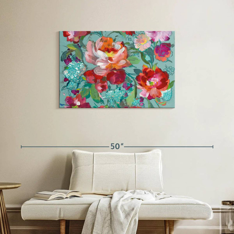 Harnek turquoise floral Medley, H 24 po x l 36 po
