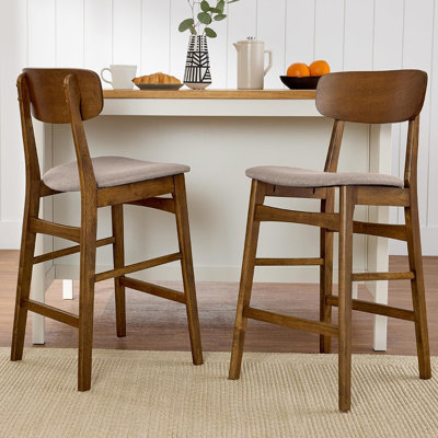 Ensemble de 2 tabourets de bar à hauteur de comptoir Modern Farmhouse avec sièges rembourrés et dossier en bois courbé