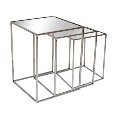 Square Glass End Table Set