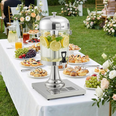 Distributeur de boissons en acier inoxydable 2,2 gallons - carotte de glace, support, robinet et égouttoir pour les fêtes