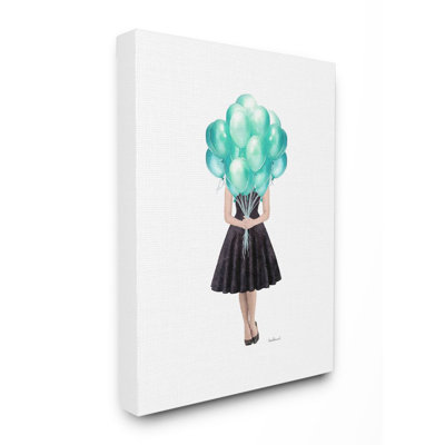" Blue Balloon Black Dress Woman Glam Fashion " by Amanda Greenwood