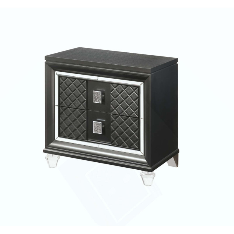 Table de chevet luxueuse avec garniture étincelante et tiroirs spacieux pour des solutions de rangement élégantes