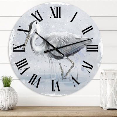 Gray Heron Bird - Farmhouse wall clock
