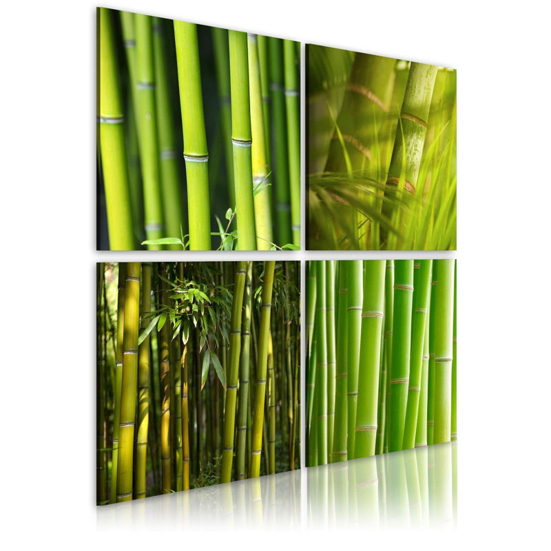 Bambous - ensemble de 4 impressions sur toile tendue, H 16 po x l 16 po x P 1 po