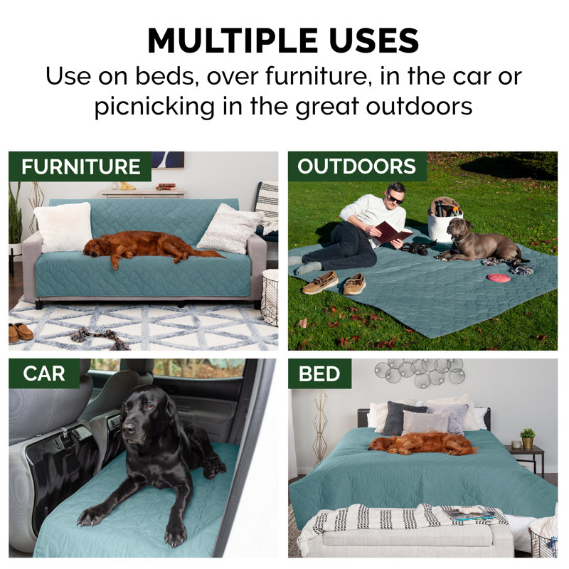 Quilted Twill Waterproof Bed Protector, Nile Blue, 86" x 82"