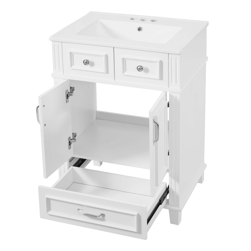 Meuble-lavabo 24 po avec lavabo en céramique, Blanc