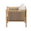 Ensemble de 4 chaises de patio d'extérieur en bois d'acacia, fauteuils en osier tressé brun clair avec coussins beiges