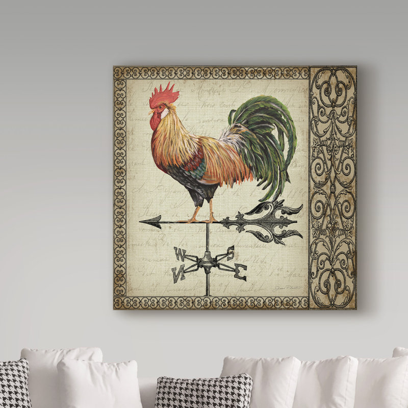 «Deagen», reproduction d'art graphique sur toile tendue «Rustic Rooster Vane 2», H 14 po x l 14 po x P 2 po