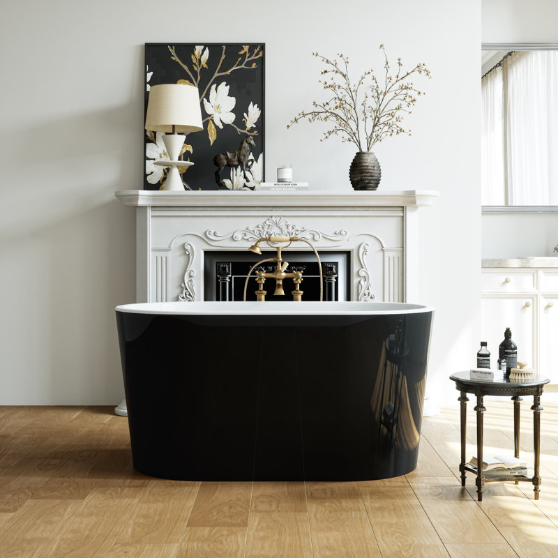Selene 47'' Black Freestanding Acrylic Soaking Bathtub