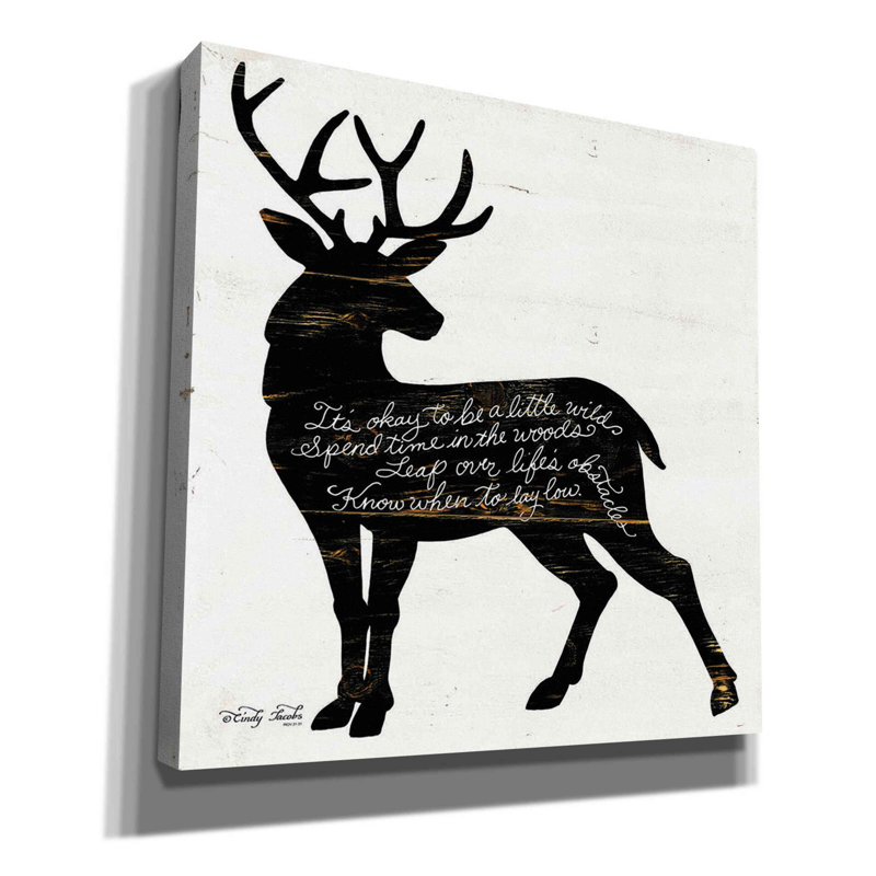 Willard Deer en noir par Cindy Jacobs, H 12 po x l 12 po x P 0,75 po