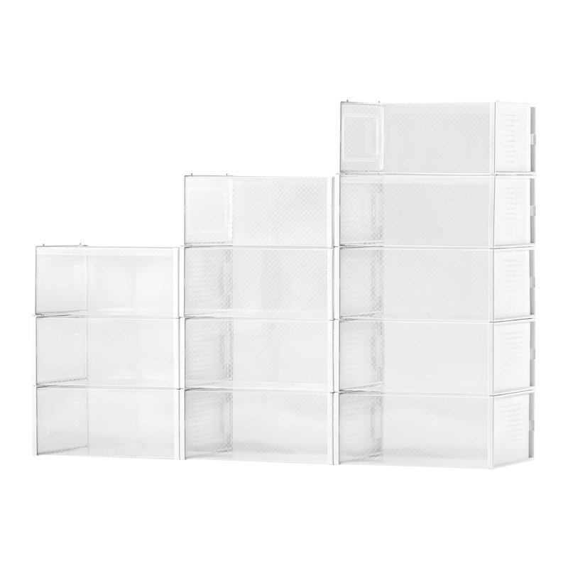 Boîte de rangement pour chaussures, paquet de 12, range-chaussures empilables, taille US 11, Cadre blanc