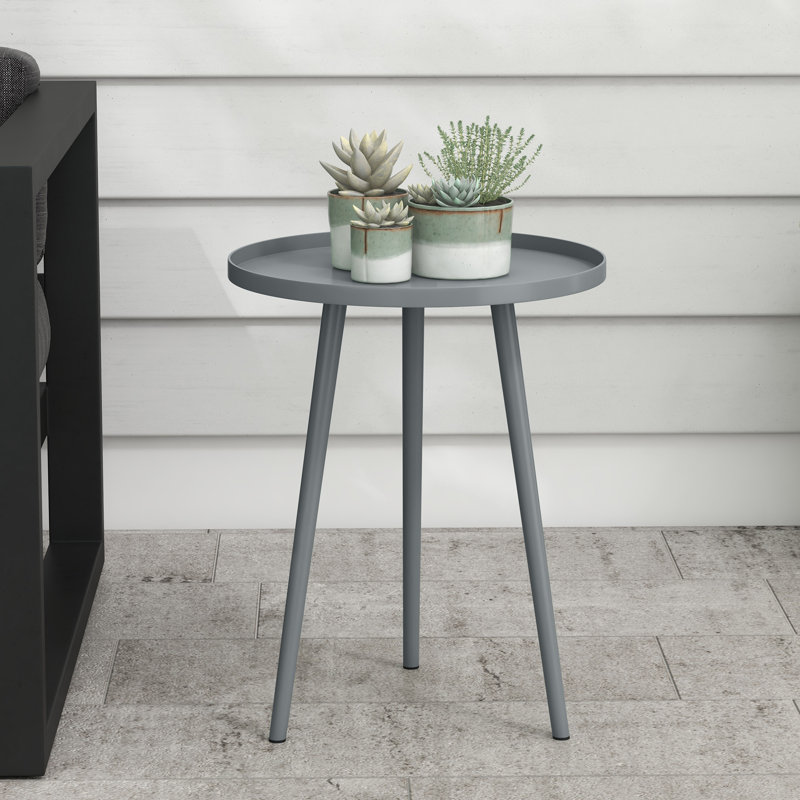 Round Metal Outdoor Side Table , 40cm cm W 40cm cm D